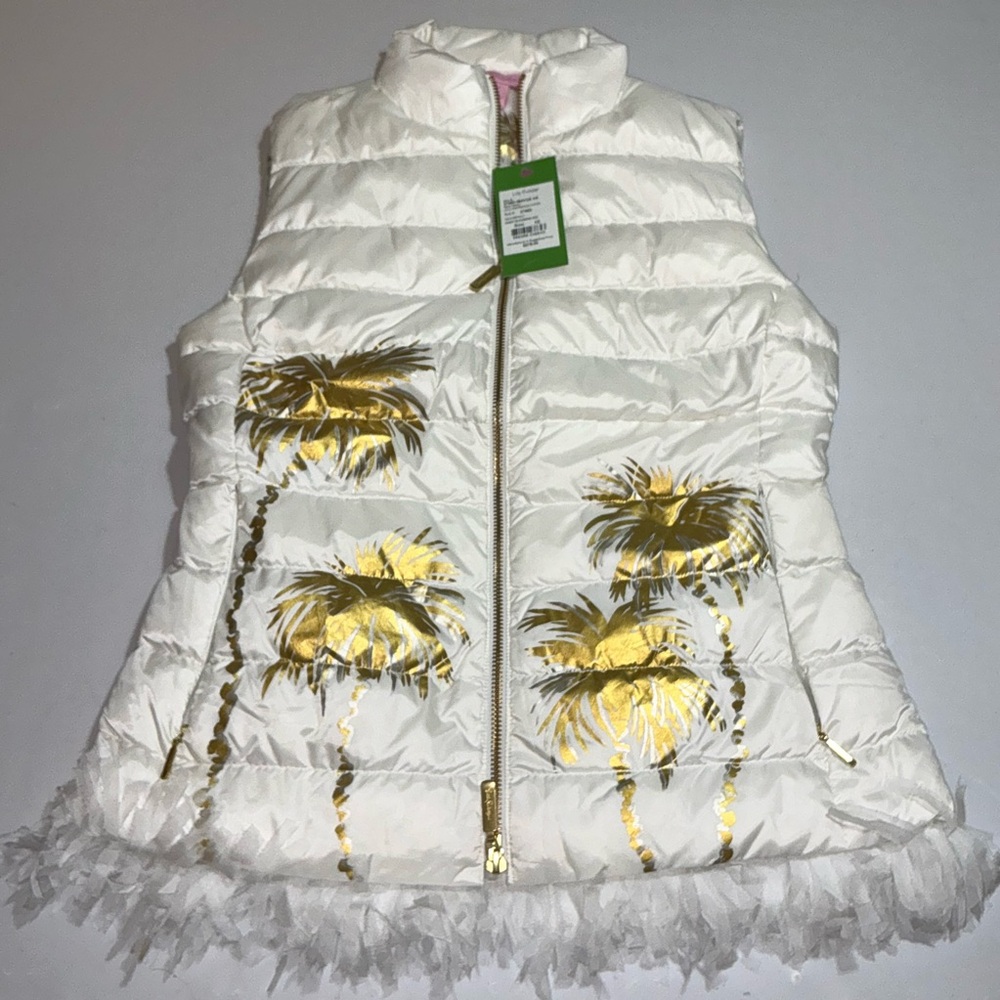 Lilly Pulitzer NWT Layli Masterpiece Puffer Gold Desert Palm Graphic $278 - Picture 15 of 16
